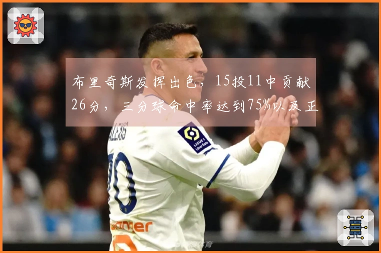 布里奇斯发挥出色，15投11中贡献26分，三分球命中率达到75%以及正负值+14